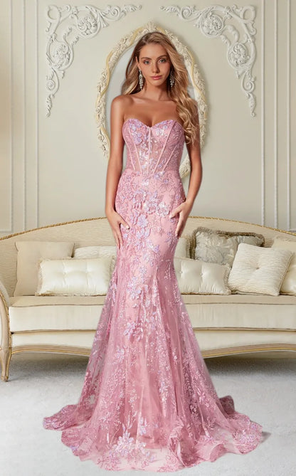 Dressime Sparkly Mermaid Sweetheart Prom Dress With Appliques