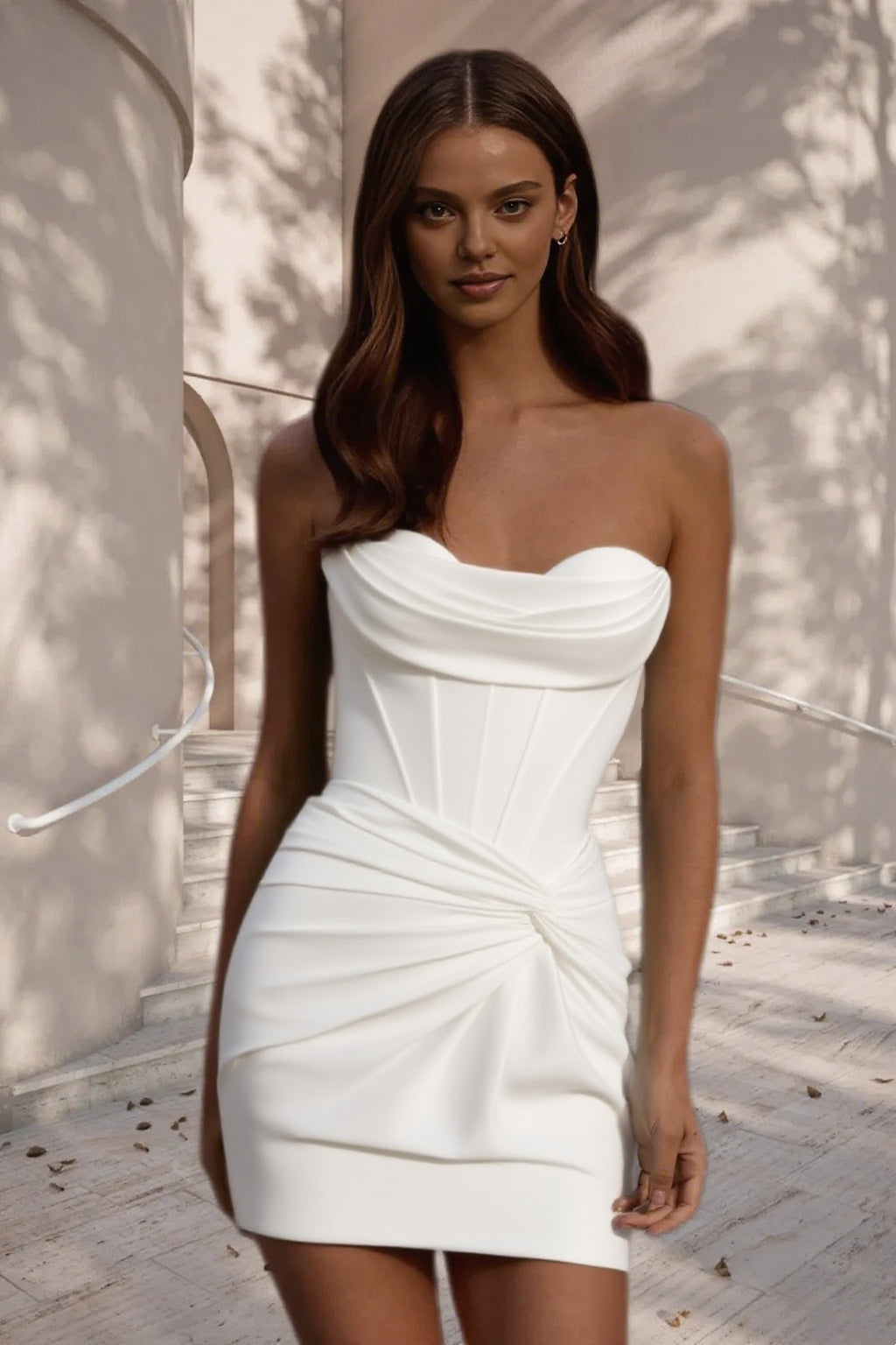 Dressime Vibrant Bodycon Strapless Satin Corset Bodice Mini Homecoming Dress