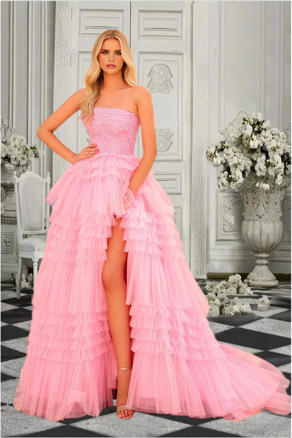 DressimeVintageBallGownStraplessTulleBeadedTieredPromDress_1