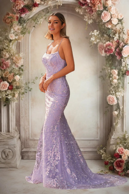 Dressime Vintage Mermaid Spaghetti Straps Prom Dress With Appliques
