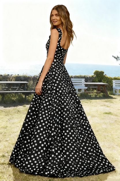 Dressime Wild A Line Straps Polka Dots Long Prom Dress