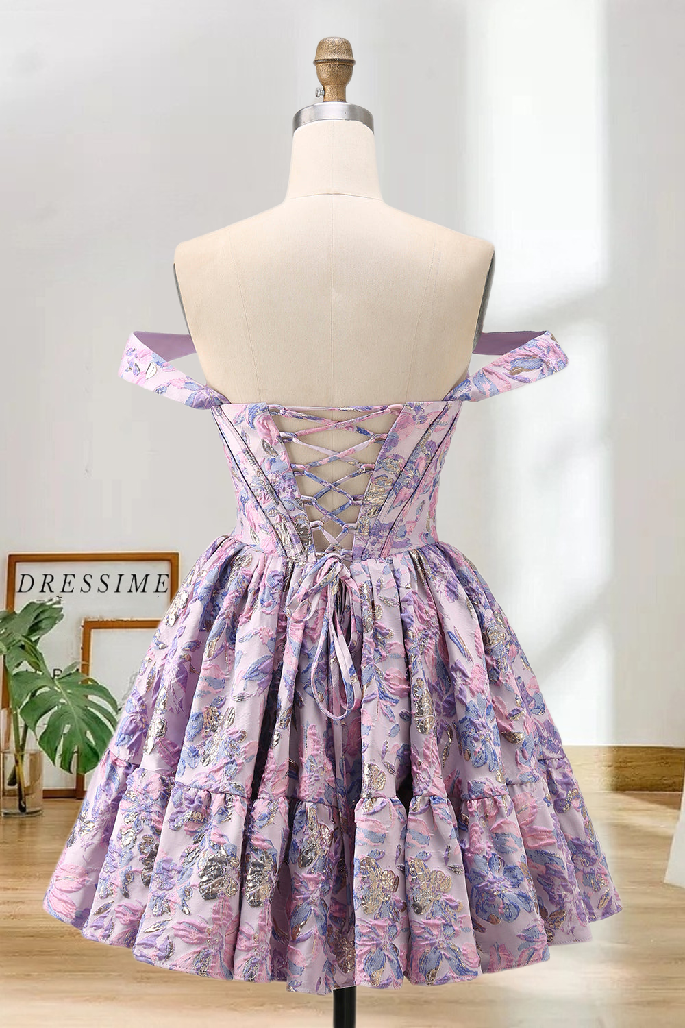 Dressime A Line Off The Shoulder Jacquard Mini Homecoming Dress