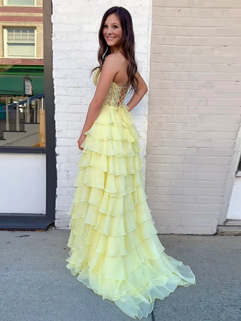 Dressime High Neck Ruffle Chiffon Long Prom Dresses with 3D Flower