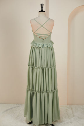 dressimeA-Line Spaghetti Straps Chiffon Bridesmaid Dresses 
