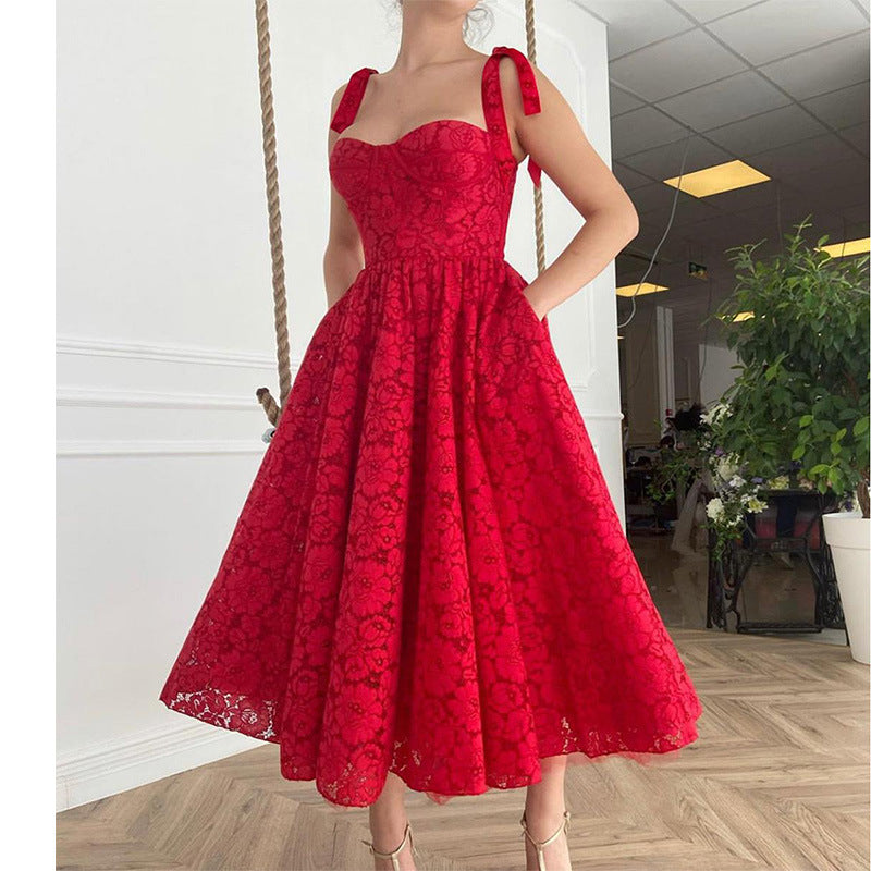 dressimeCute A-Line Straps Lace Homecoming Dress,Short Prom Dresses 