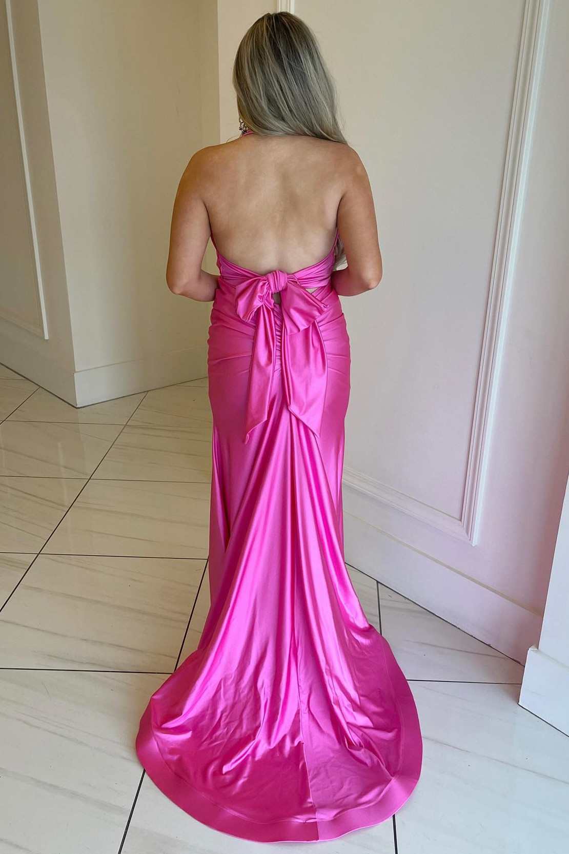 dressimeDressime Mermaid Halter Tie-Back Sleeveless Long Prom Dress 