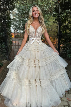 dressimePrincess A Line Off the Shoulder Long Prom Dresses with Ruffles 