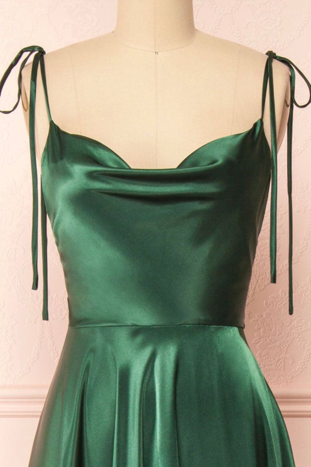 dressimeSexy Satin Spaghetti Straps Sleeveless Split Front Prom Dress 