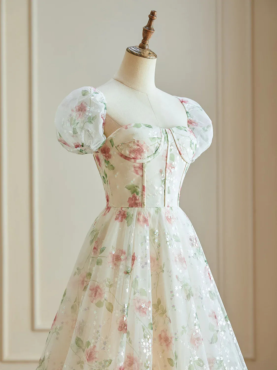 Dressime A Line Sweetheart  Floral Long Evening Dress With Slit