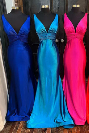 Dressime Mermaid V-Neck Twist-Front Long Prom Dress