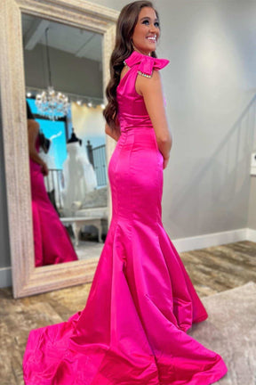 Dressime Mermaid One Shoulder Trumpet Long Prom Dress With Bow