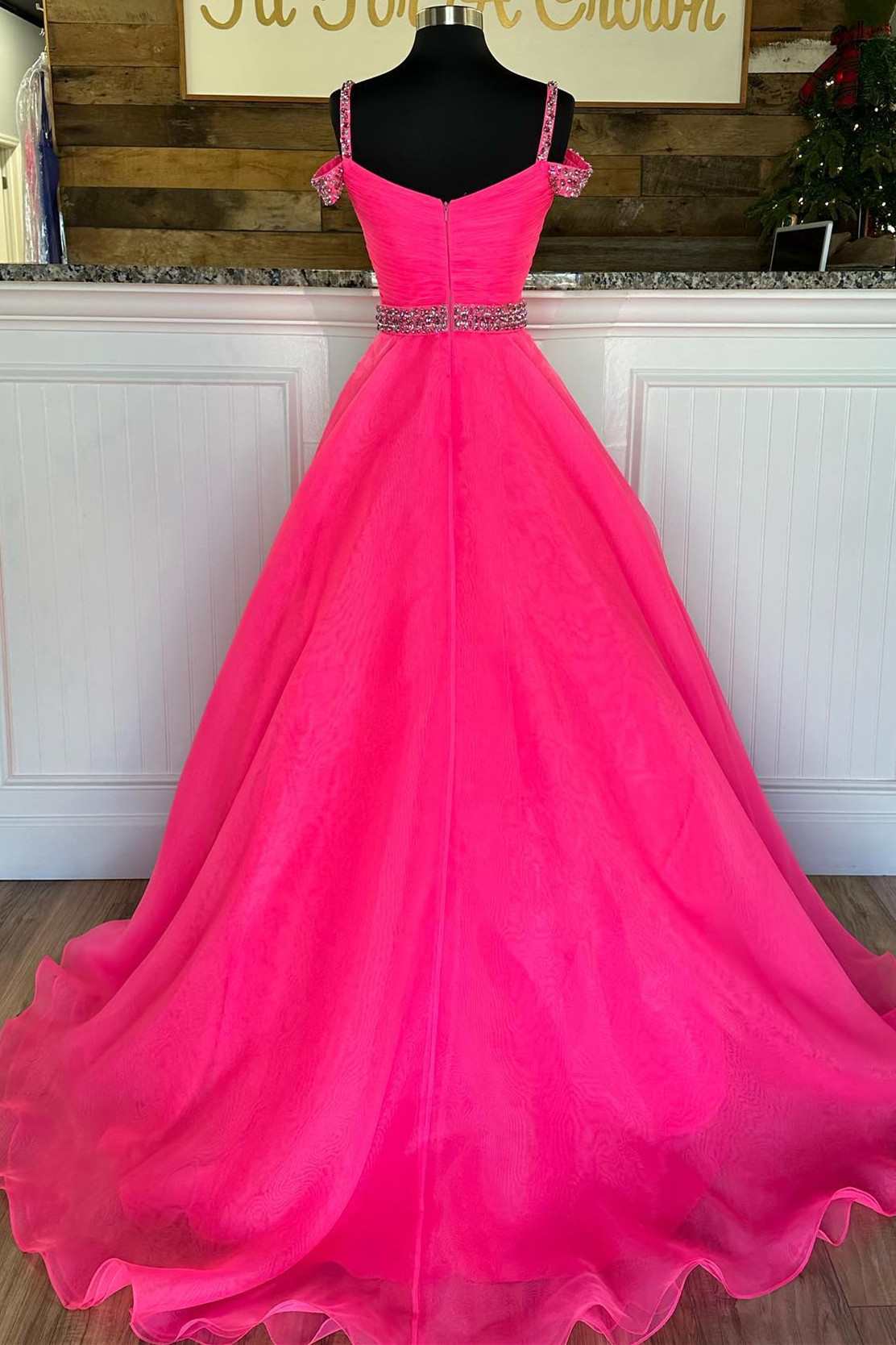 Dressime A-Line Beaded Cold-Shoulder Prom Dress With Beaded dressime