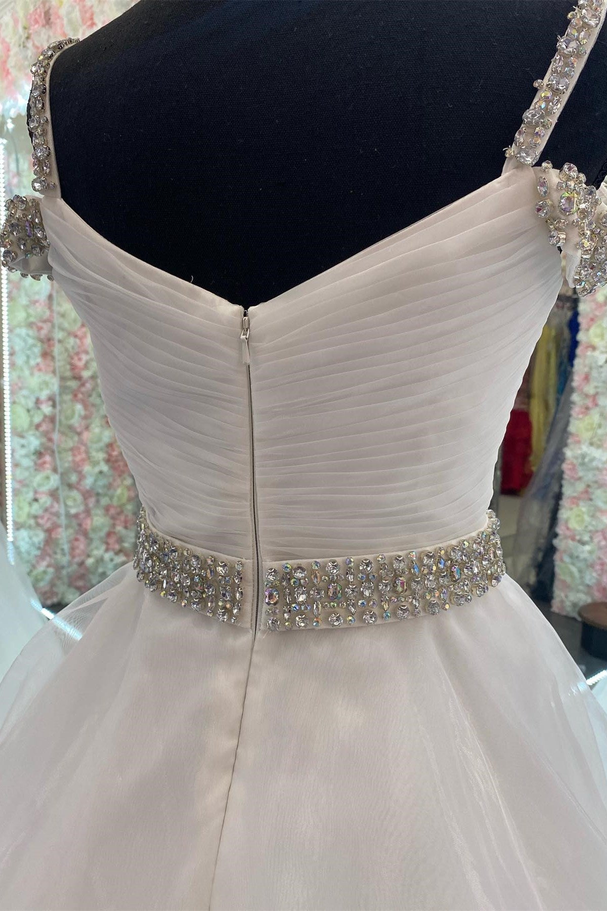 Dressime A-Line Beaded Cold-Shoulder Prom Dress With Beaded dressime