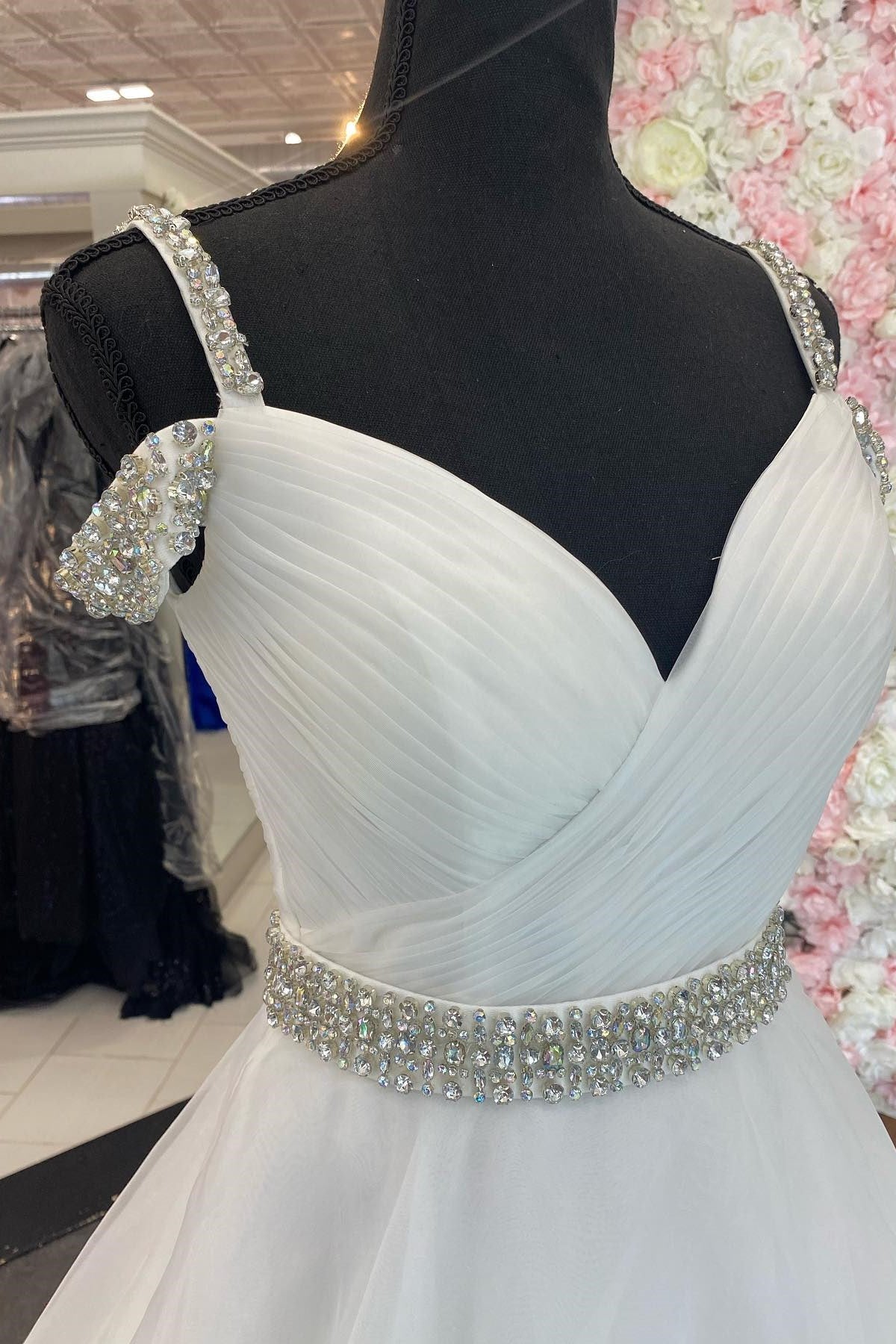 Dressime A-Line Beaded Cold-Shoulder Prom Dress With Beaded dressime