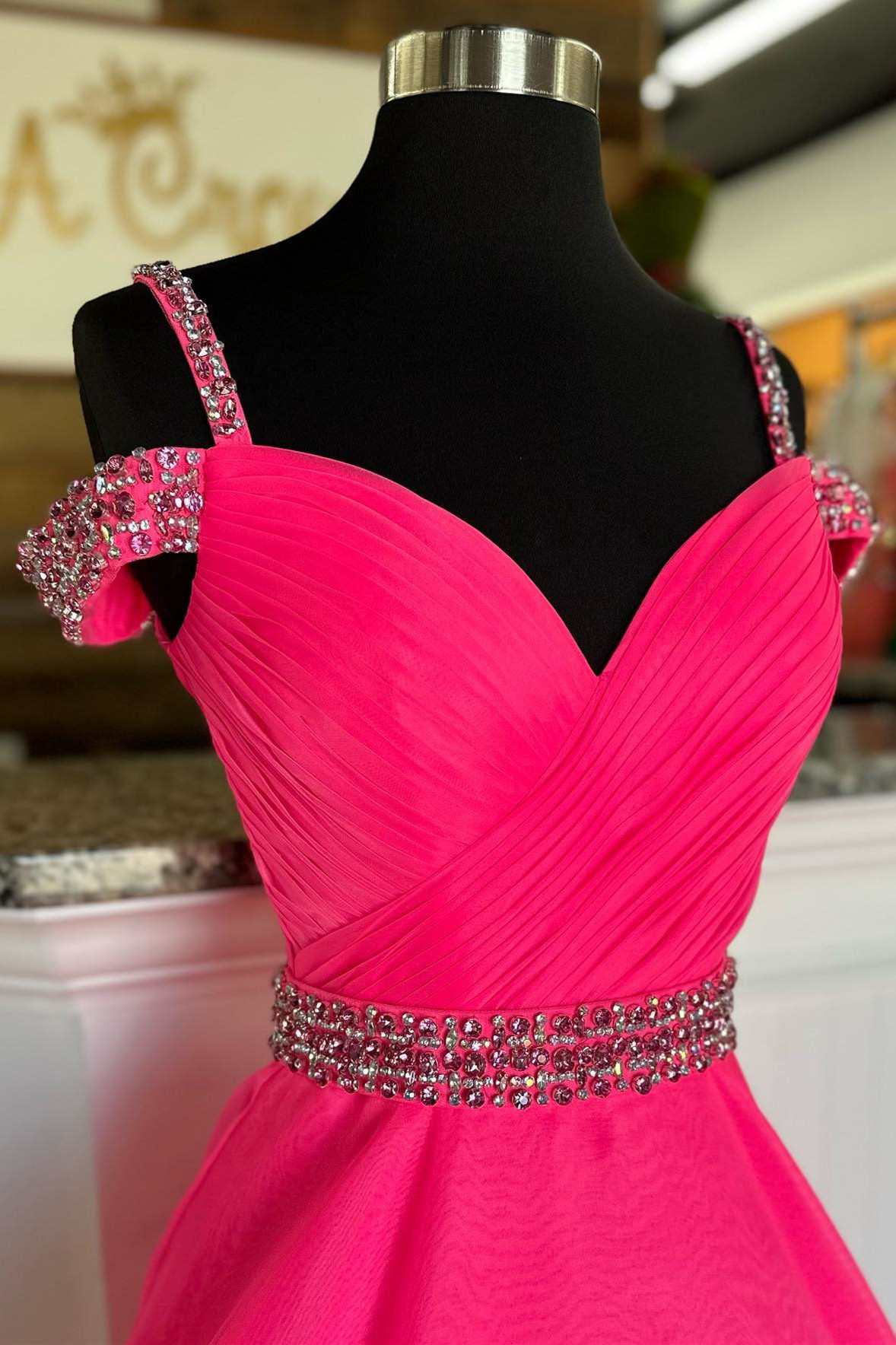Dressime A-Line Beaded Cold-Shoulder Prom Dress With Beaded dressime