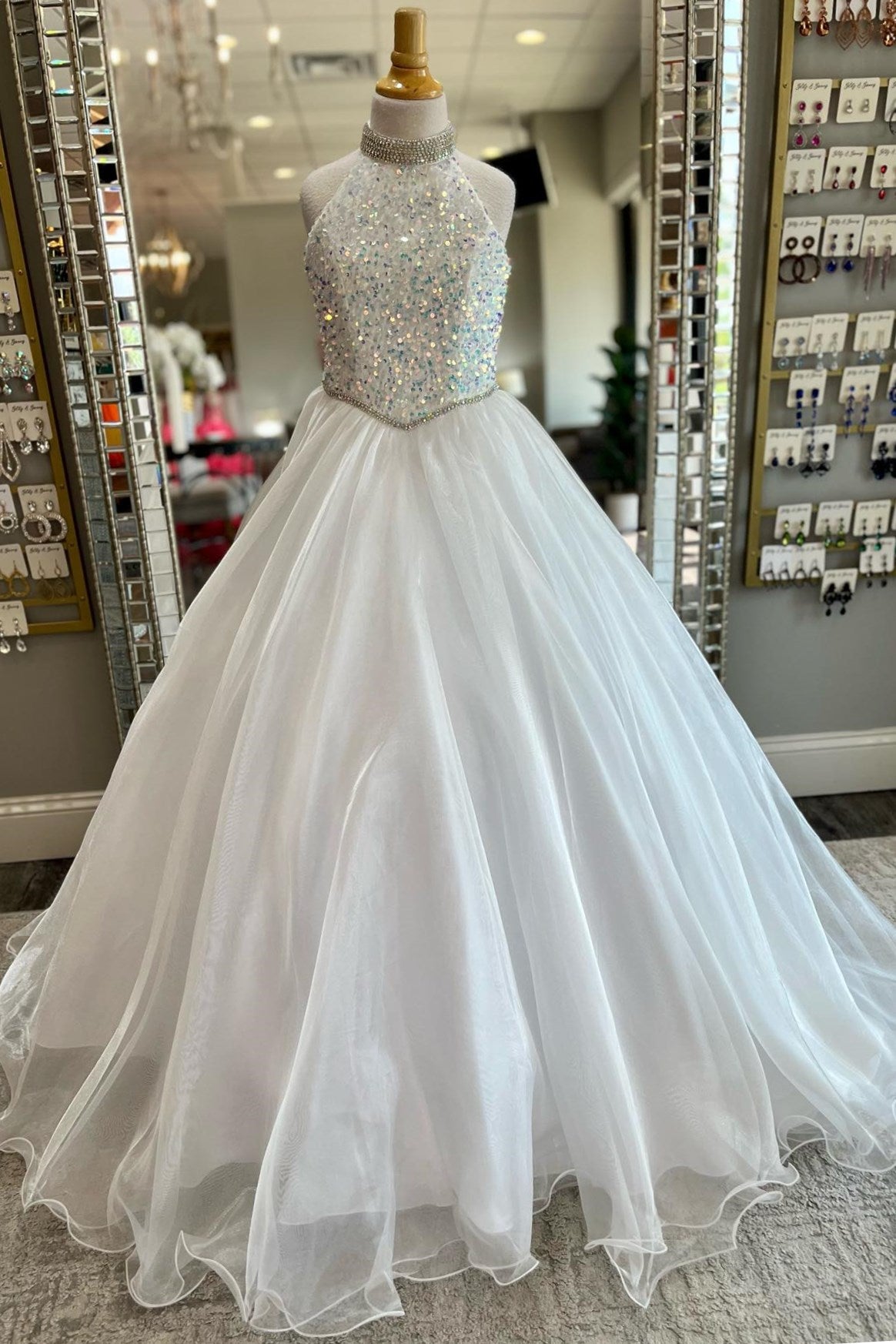 Dressime A-Line Sequin Halter Backless Girl Pageant Dress dressime Dressime A-Line Sequin Halter Backless Girl Pageant Dress dressime