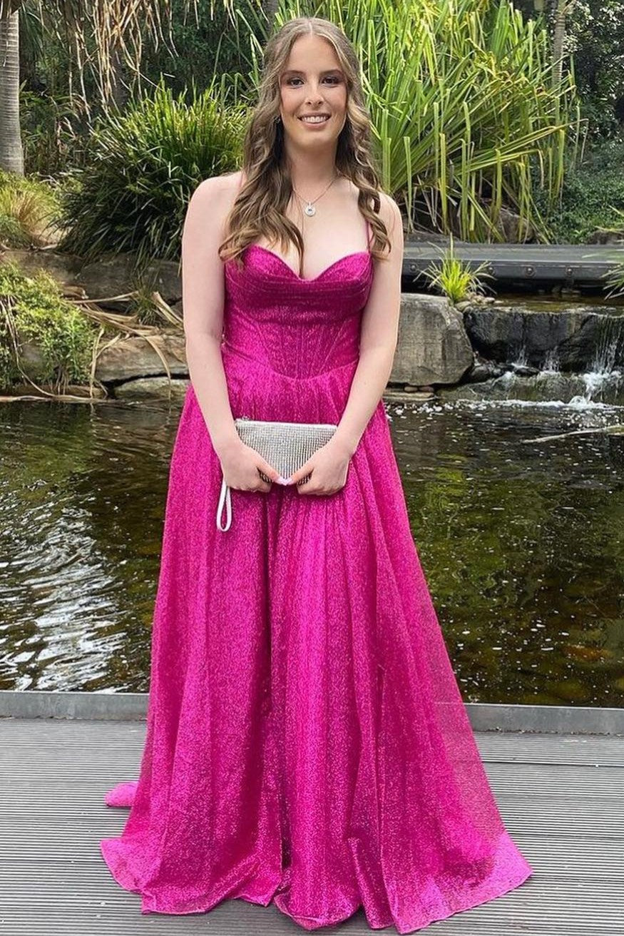 Dressime Glitter A Line Cowl Neck Long Prom Dress With Slit dressime Dressime Glitter A Line Cowl Neck Long Prom Dress With Slit dressime