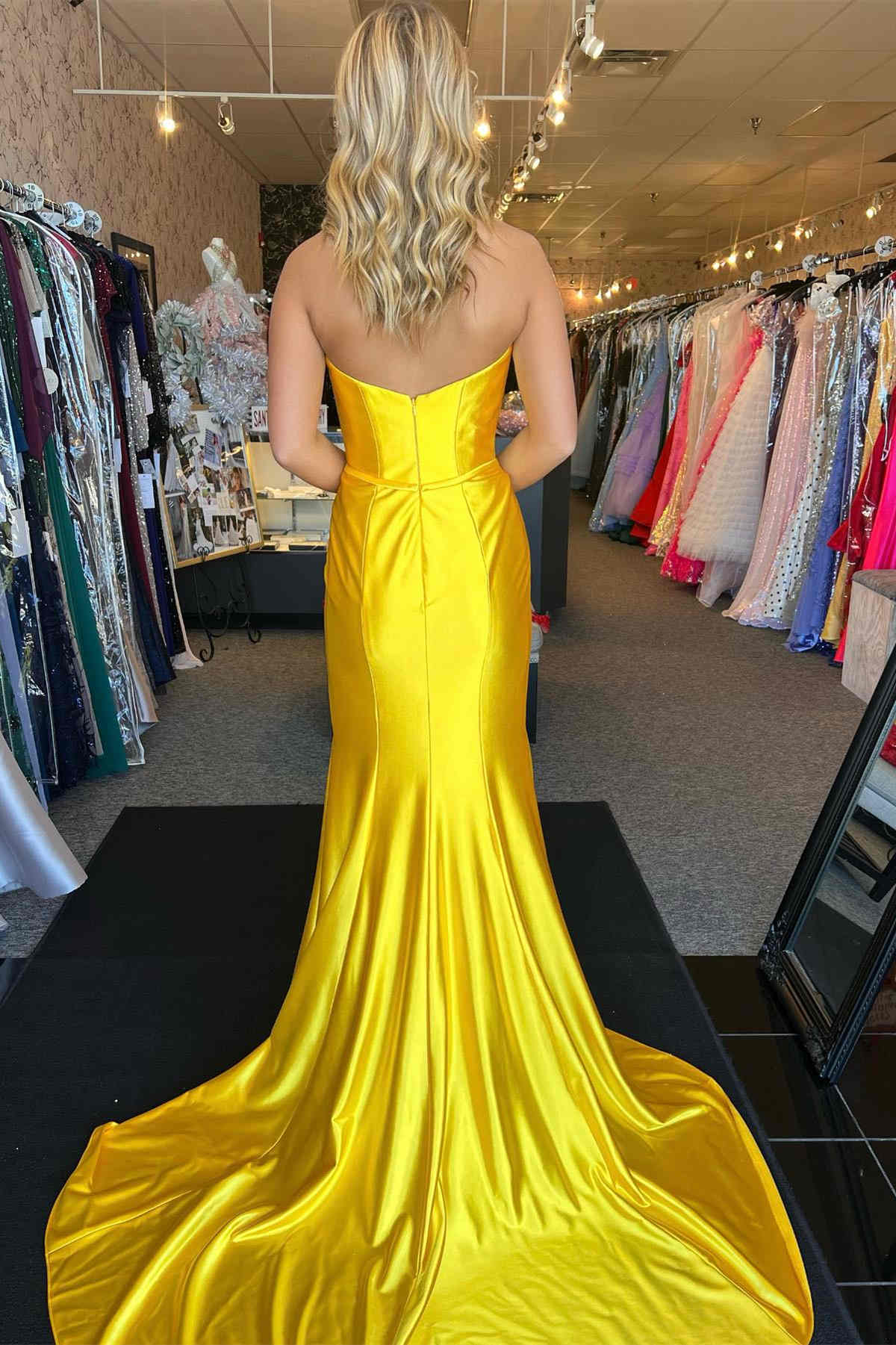 Dressime Mermaid Strapless Pleated Bow Long Prom Dress dressime Dressime Mermaid Strapless Pleated Bow Long Prom Dress dressime