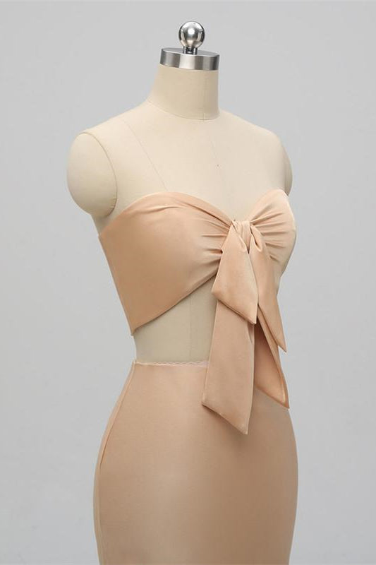 Dressime Orange Sweetheart Two Pieces Mermaid Sexy Long Bridesmaid Dresses Prom Dresses dressime