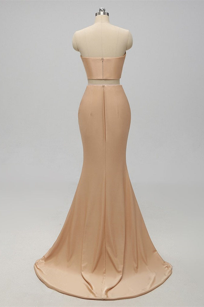 Dressime Orange Sweetheart Two Pieces Mermaid Sexy Long Bridesmaid Dresses Prom Dresses dressime