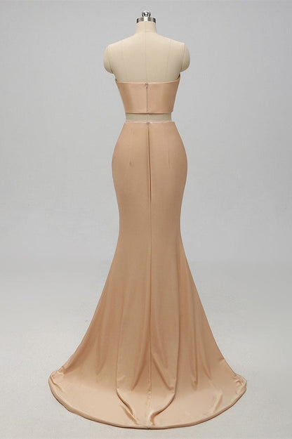 Dressime Orange Sweetheart Two Pieces Mermaid Sexy Long Bridesmaid Dresses Prom Dresses dressime