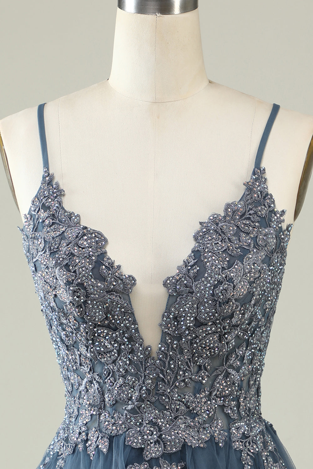 Dressime Simple Spaghetti Straps Tulle Vintage Homecoming Dress with Lace Appliques dressime