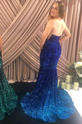 Dressime' Sexy Mermaid  Strapless Sequin Long Prom Dress