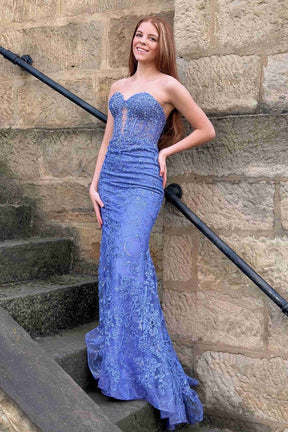 Dressime Mermaid  Sweetheart Keyhole Long Prom Dress with Appliques